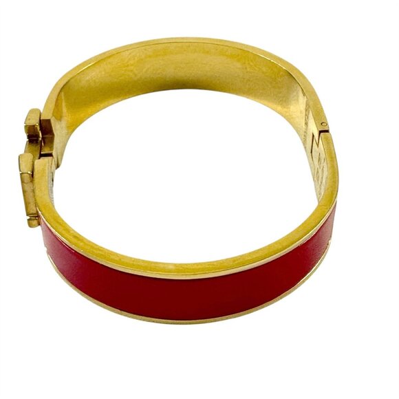 Hermes Clic H Bracelet Gold & Red Enamel Bracelet Rouge Amarante Made in France - Picture 3 of 8